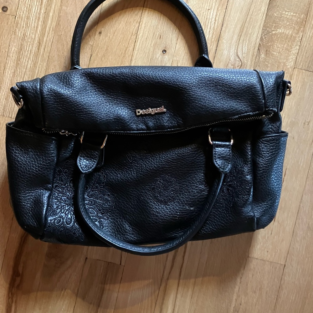 Desigual Black Textured Satchel